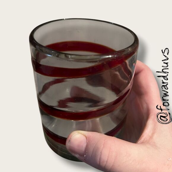Red Ribbon Handcrafted Drinking Glasses - Set Of 4 - Double Old Fashioned - 12 o - Picture 5 of 8